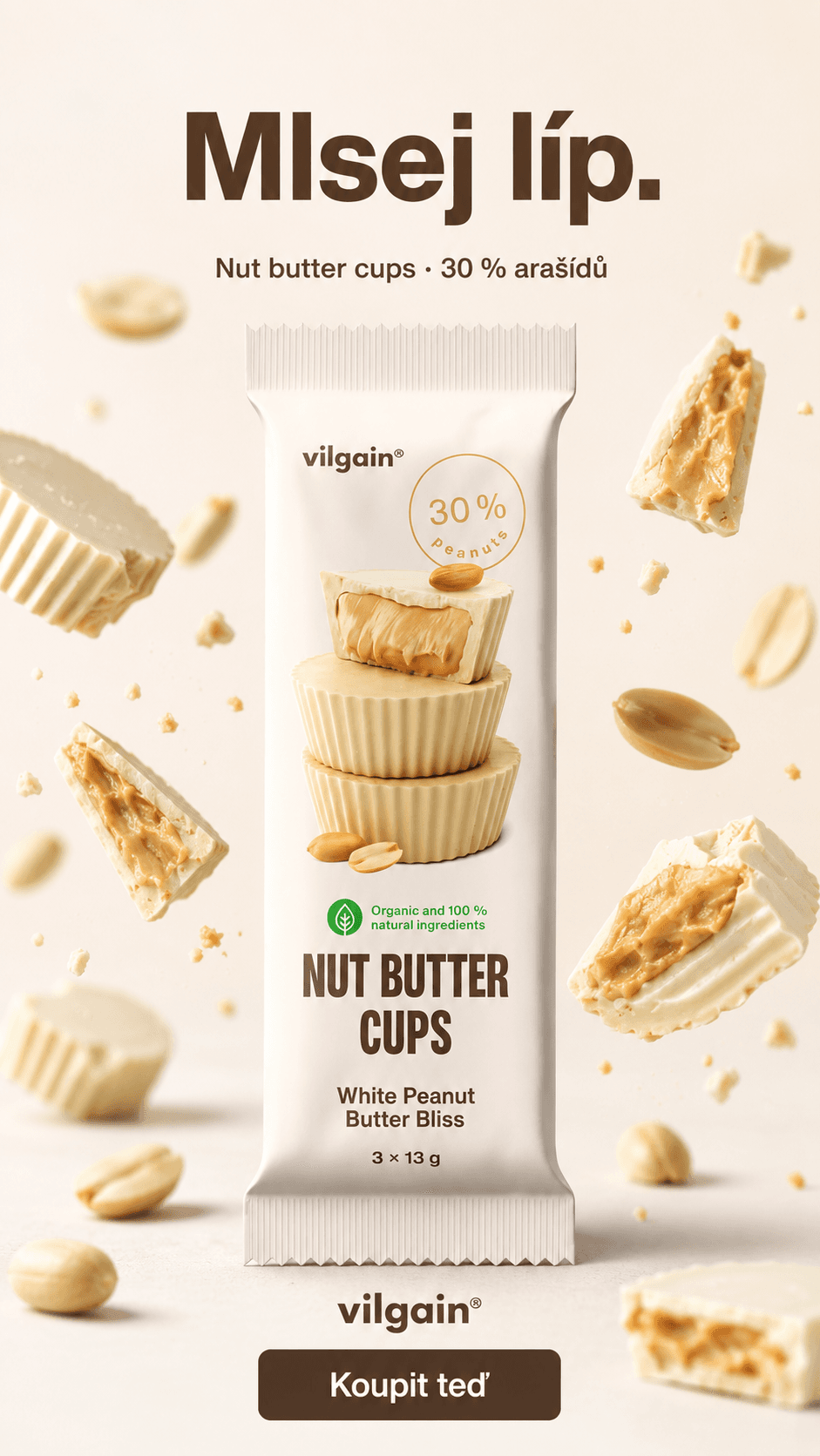 Ukázka Meta reklamy: Vilgain Nut Butter Cups (AI pipeline L9)
